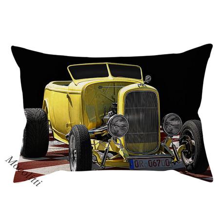 Nordic Vintage Car Pattern Print Cotton Linen Pillow Case Retro Fashion Cool Man Home Decoration Office Sofa Cushion Cover