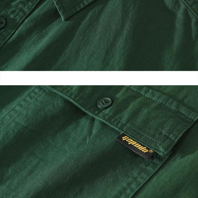 Рубашки-карго в японском стиле для мужчин, летняя рубашка с коротким рукавом, 100% чистый хлопок, повседневные свободные мужские топы, новая модная рубашка с двумя карманами для молодежи