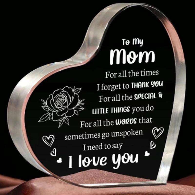Mum Heart-Shaped Block Acrylic Plaque Birthday Mothers Day Present For Mum Mummy