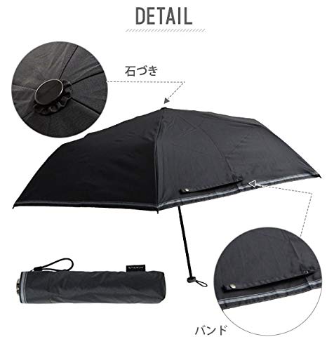Mabu Folding Light 6 Wind Glass Fiber Rib For Both Sunny and Rainy Navy Blue Light UV For Both Sunny and Rainy Large For Folding Umbrella,