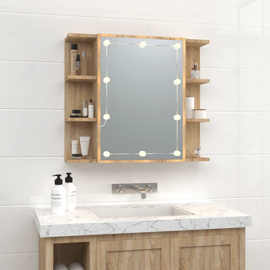LED Mirror Cabinet in Sonoma Oak 70 x 16.5 x 60 cm