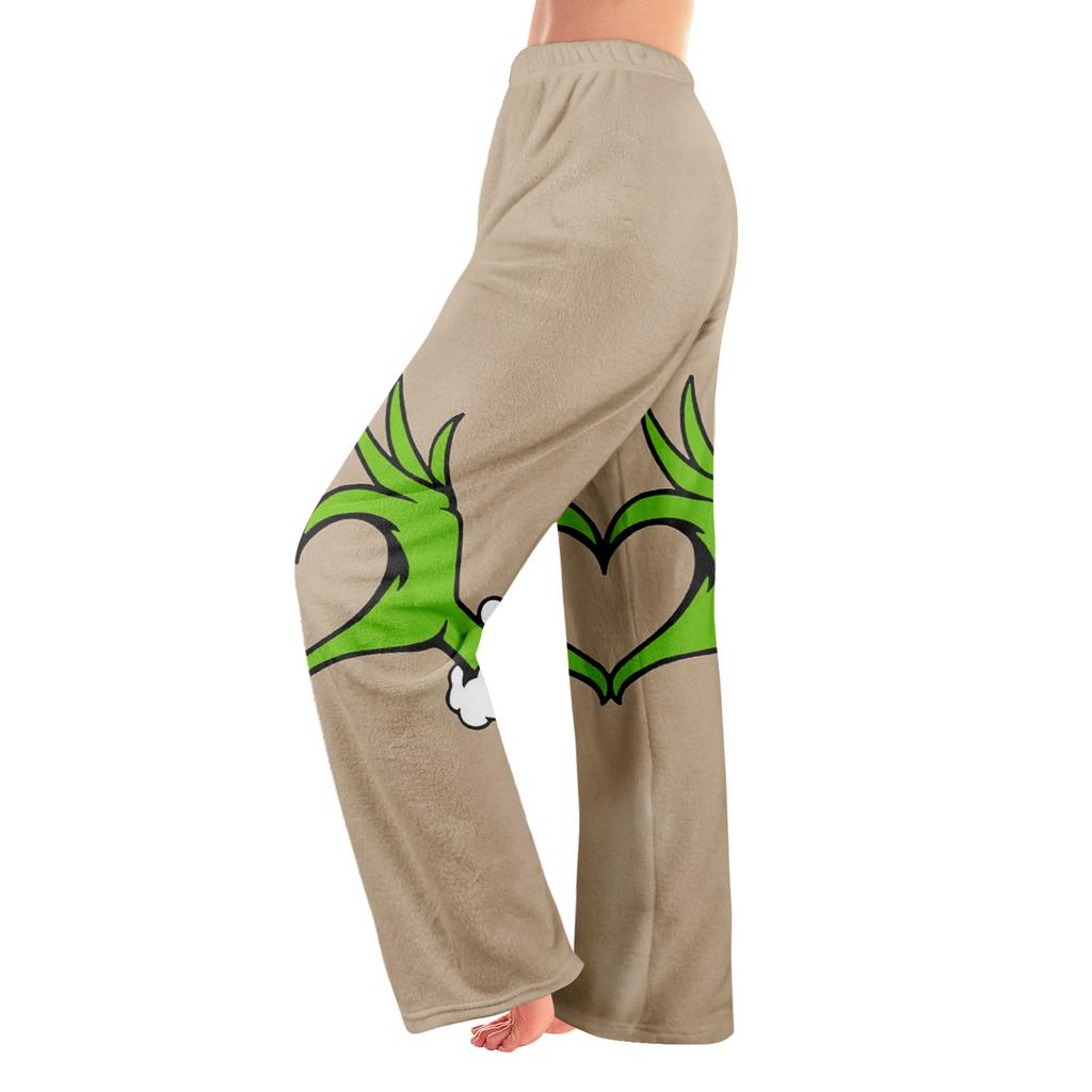 Women Winter Pants Full Length Long Trousers Christmas Printed Pants