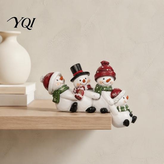 Resin Holiday Tabletop Figurines Christmas Table Edge Sitter Figurine, Tug of War Hanging Character Decor, Snowman Solid Ornaments Gnome Santa Corner