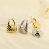 18K Gold-Plated Snake Print Stainless Steel Geometric Ear Clips for Women