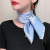 New Fashion Blue Silk Square Streak Scarf Women Satin Neck Hair Tie Band Soft Work Neckerchife Hijab Head Female Foulard