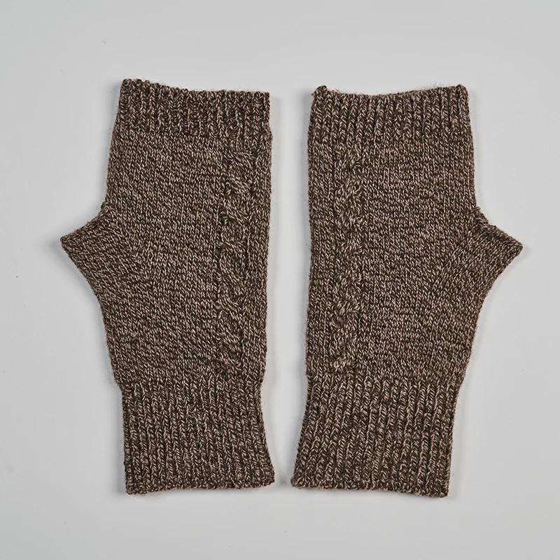 Женские зимние вязаные митенки кашемировые короткие без пальцев на запястье с перекрутом согревающие руки эластичные варежки для девочек