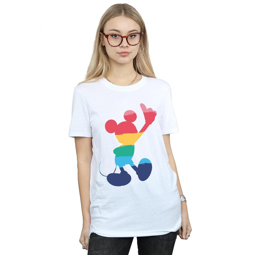 Disney Womens/Ladies Mickey Mouse Rainbow Pose Cotton Boyfriend T-Shirt