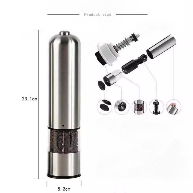 Мельница для перца и соли из нержавеющей стали с батарейным питанием и подсветкой - шейкер для соли и перца с одной кнопкой