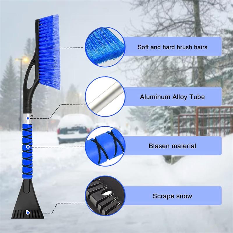 1Pc 2 In 1 Removable Car Ice Scraper with Ergonomic Foam Handle, Winter Snow Brush Scratch-Free Snow Removal Tool