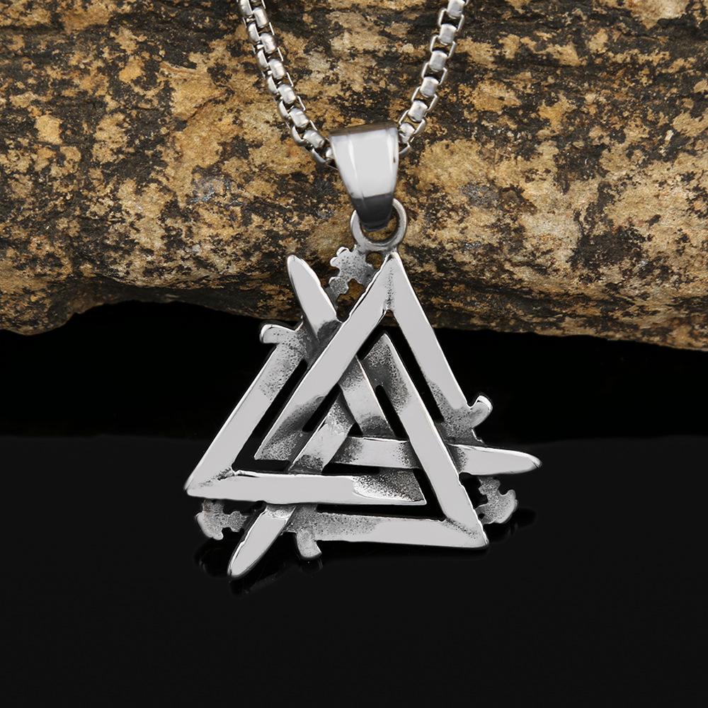 Titanium Steel Triangle Pendant Retro Men's Personality Trend Stainless Steel Necklace Jewelry