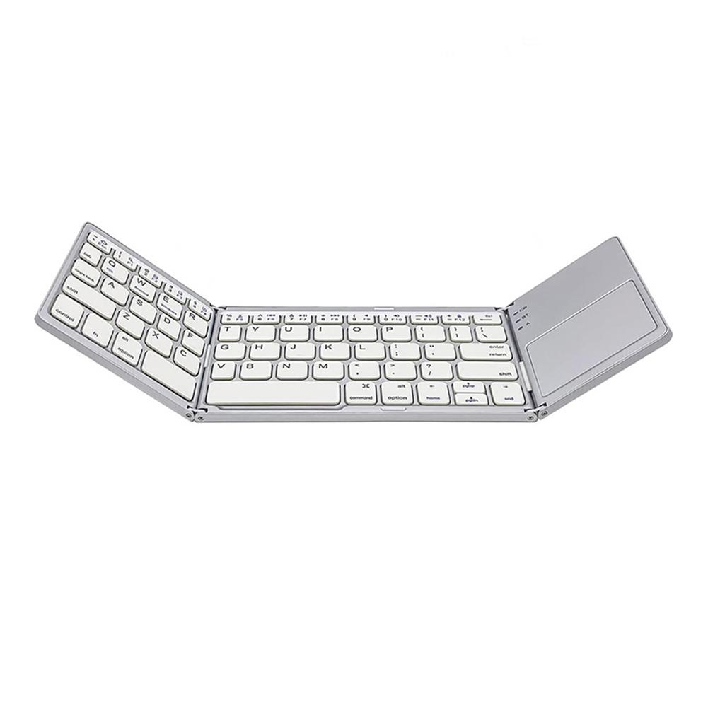 Foldable Bluetooth-Compatible Keyboard with Touchpad Rechargeable Wireless Folding Keyboard Tri-Folding for Android/IOS/Win/HMS