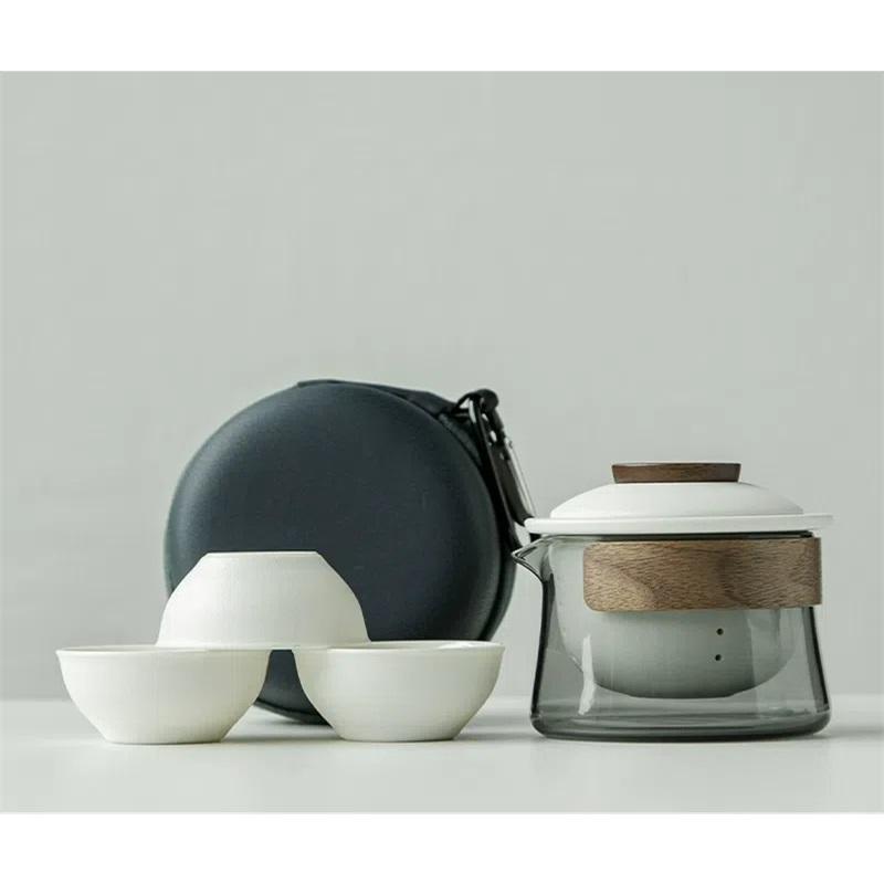 1 Bowl 3 Cup Zen Teapot And Tea Cup Set Kit Household Tea Making Travel Set Outdoor Portable Bag Chinese Tea Set Supplies