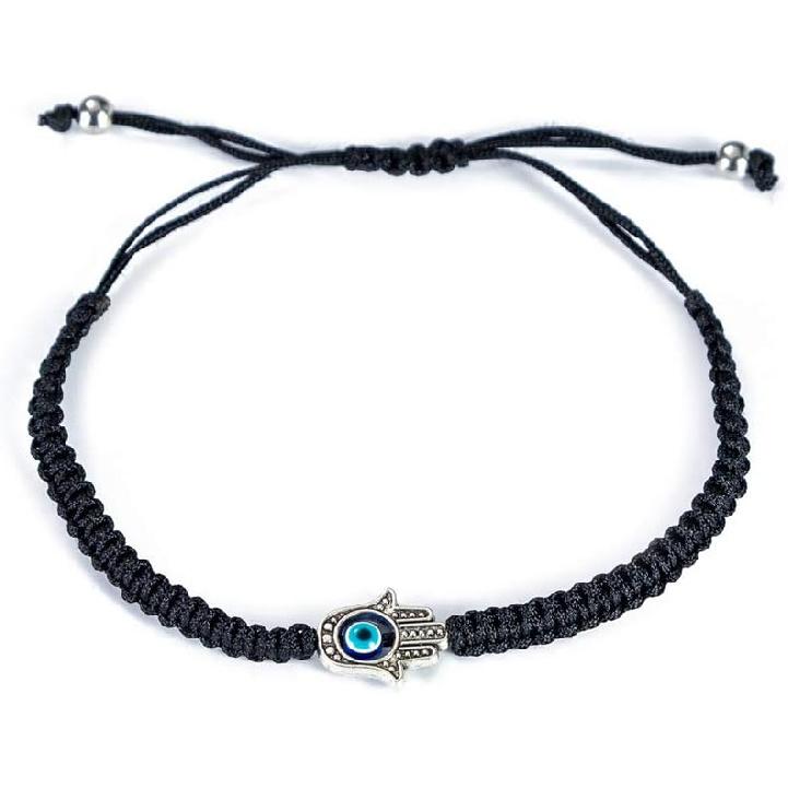 Handmade Red Black String Evil Eye Hamsa Hand Charm Bracelets for Protection and Luck Kabbalah Adjustable Hand-Woven Cord Thread Friendship Bracelet