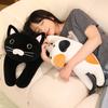Милые Мягкие Лежащие Длинные Черно-Серые Плюшевые Игрушки Кошки Подушка для Офисного Сна Подушка для Сна в Постели Домашний Декор Кукла Подарок на День Рождения