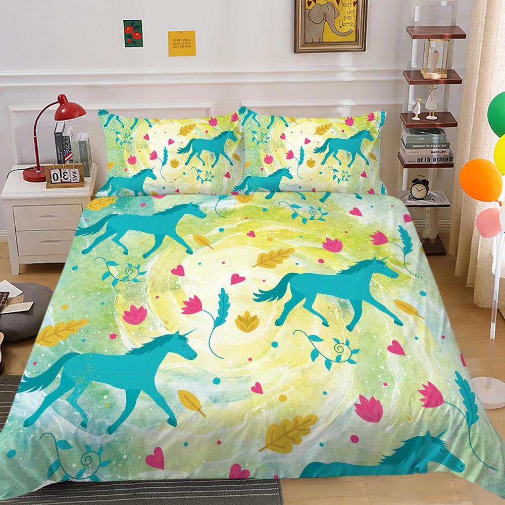 2023 Новый стильный комплект одеяла с подушкой для постельного белья, уникальный дизайн, домашний текстиль, пододеяльник с принтом единорога, комплект для девочек, один пододеяльник