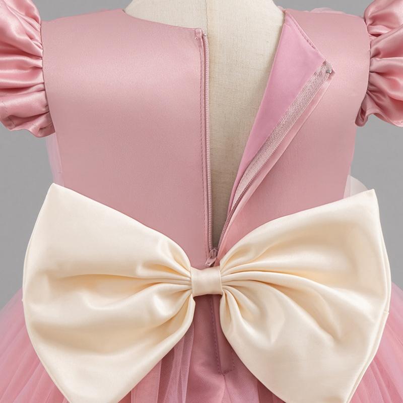 Girls' Baby Sleeveless Dress Short Princess Flower Pink Performance Flying Sleeve Toddler Children's Day Evening Dresses