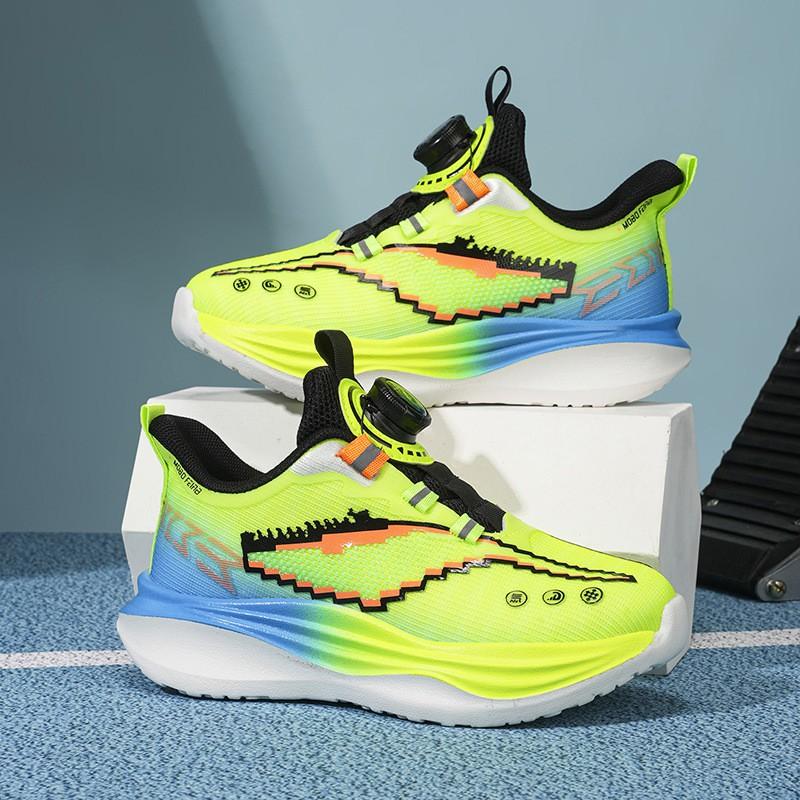 Youth style shoes Boys Running Shoes With Rotating Buckle Soft Sole Anti-Slip Breathable Mesh Sneakers Kids Ages 4-16