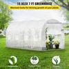 Walk-in Tunnel Greenhouse, 15 x 6.5 x 7 ft Portable Plant Hot House w/ Galvanized Steel Hoops, 1 Top Beam, 2 x Diagonal Poles, 2 Zippered Doors & 8