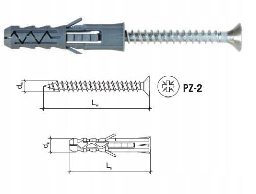 Universal Dowels Wkręt-Met 8 X 60 12 Pcs