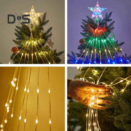 Рождественская елка каскадные мерцающие огни 8 режимов Регулируемая функция таймера Водонепроницаемый Простая установка каскадные мерцающие огни для елки
