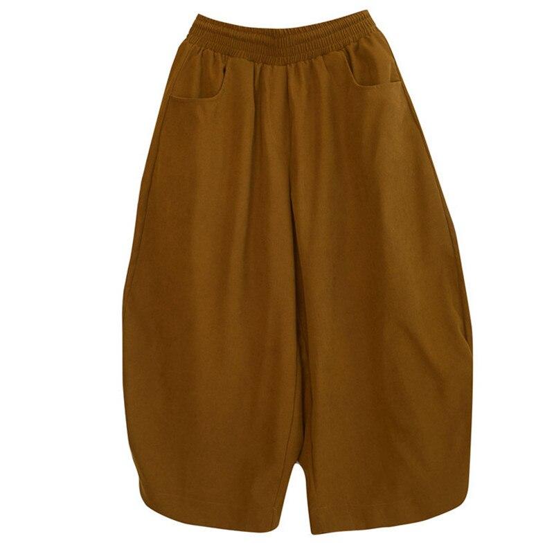 Johnature Spring Autumn Casual Thicken Harem Pants Simple Elastic Waist Loose Soild Color Ankle-lenght Women Pants