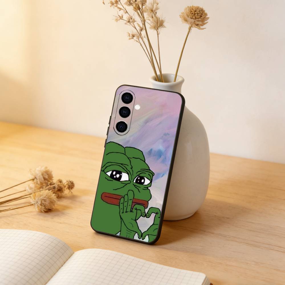 Смешной Чехол-Телефон с Лягушонком P-PEPE Для Samsung Galaxy A73,A72,A71,A70,A53,A52,A51,Других Мягкая Черная Крышка