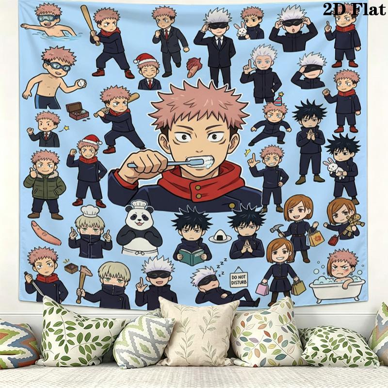Стена с гобеленом Jujutsu Kaisen Эстетичное настенное панно Печатное тканевое одеяло Декоративные гобелены Для спальни гостиной Домашний декор