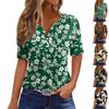Women's T Shirt Tee Print Button Short Sleeve Daily Weekend Fashion Basic V- Neck Regular Top
