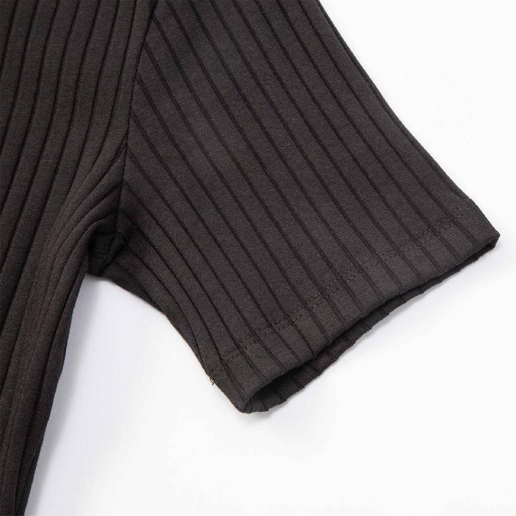 Puma Casual Ribbed Slim Fit Short Sleeve T-Shirt Women tops Black 631011-01