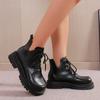 Brown New Women Ankle Boots Autumn Winter Platform Lace-up Women Punk Boots Thick Sole Short Booties Female