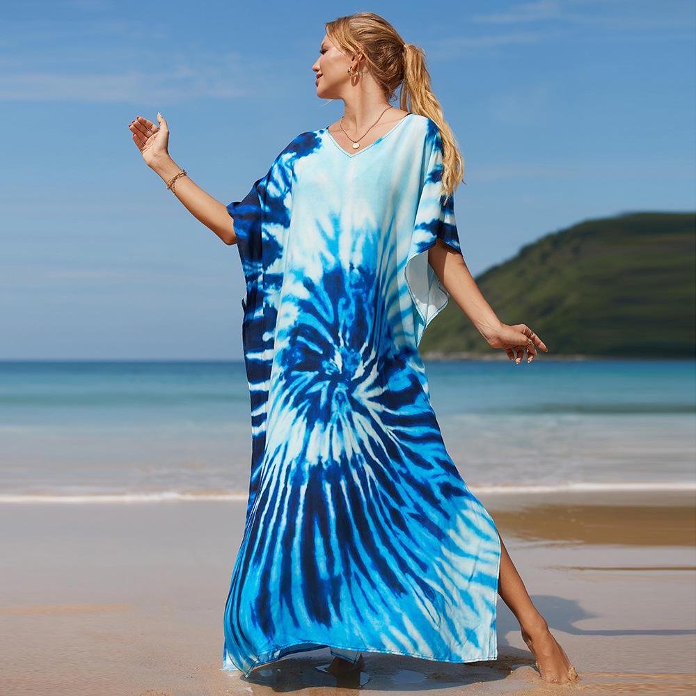 Women's Oversized Printed Cotton Beach Robe and Bikini Cover-Up with Sunscreen Protection