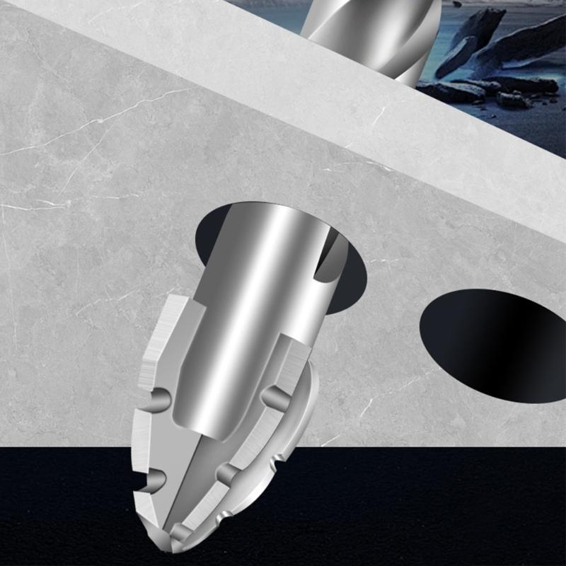 4Pcs 6/8/10/12mm Precisions Four Edges Eccentric Drill Bit Set for Drilling Concrete Brick and Wood with 1/4" Hex Shank