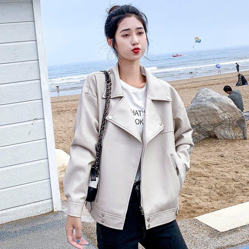 Casually Elegant Women's Black PU Leather Jacket In Short Cut for Autumn and Spring
