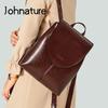 Johnature Модный рюкзак, женская сумка, универсальные сумки из коровьей кожи для отдыха, дорожные сумки, однотонные рюкзаки из воловьей кожи