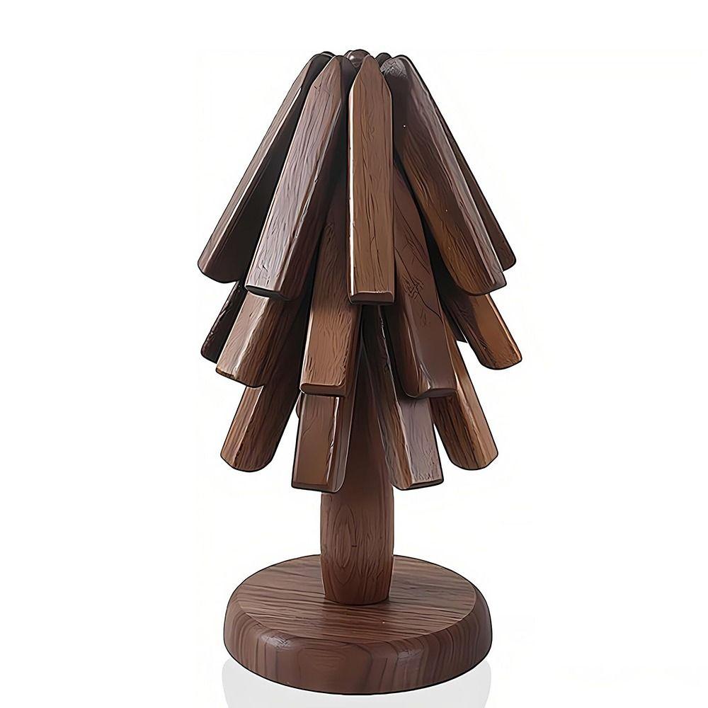 Non-Slip Walnut Tree Table Mat Set Tree Shape Placemats Wooden Trivet for Hot Dishes Bowl