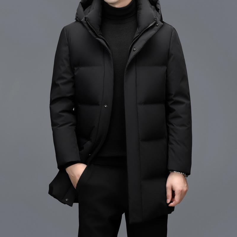 New Middle-aged and Elderly Down Jacket Men's Thickened Mid-length Winter Coat with Removable Liner Dad Casual Cold-proof Jacket