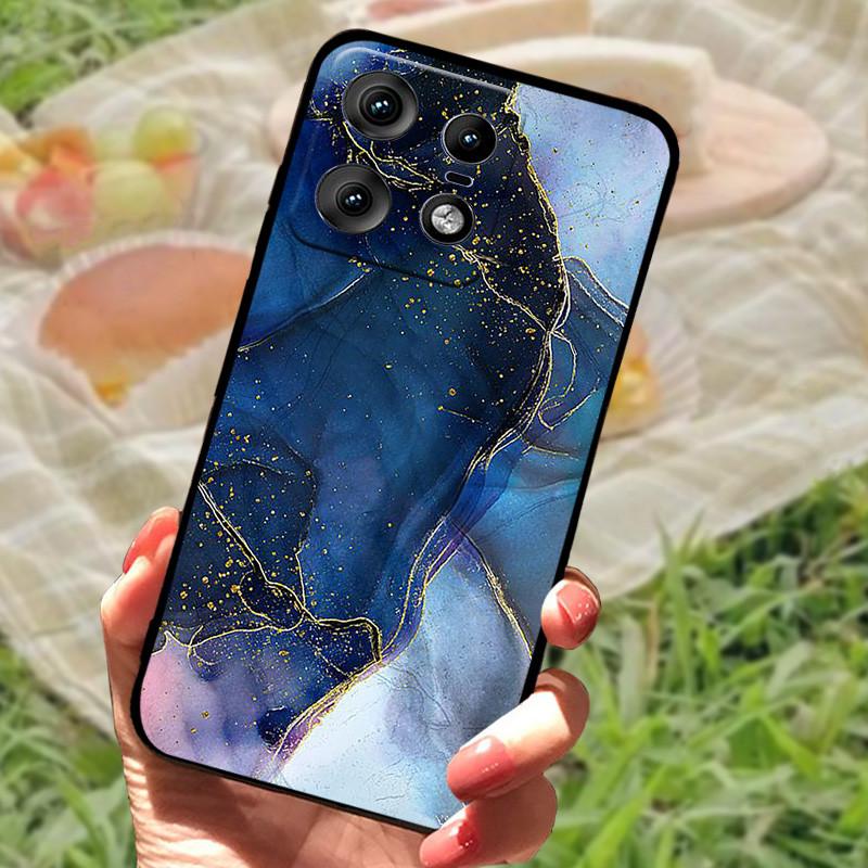 Чехол для Motorola Edge 50 Pro Модный Мраморный Силиконовый Черный Мягкий Бампер для Телефона Moto Edge 50 Pro Мультяшные ТПУ Оболочки