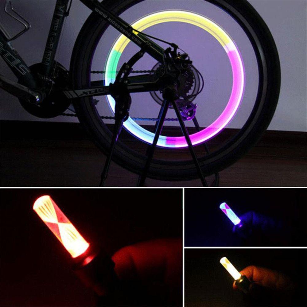 New Night Light Car Tire Valve Caps Lamp LED Light Bike Decoration Bicycle Accessories Tire Lamp