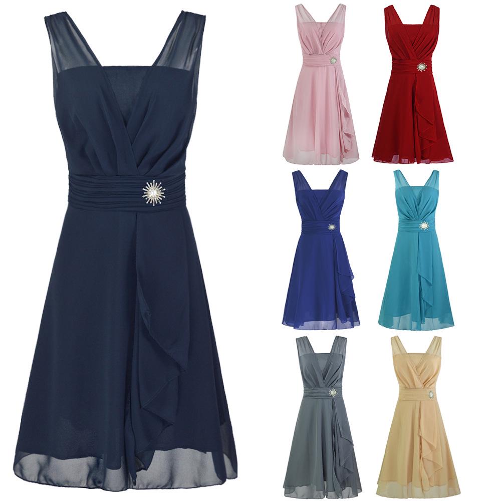 Женское торжественное свадебное платье для подружки невесты с высокой талией, бальное платье для выпускного вечера, коктейльное платье