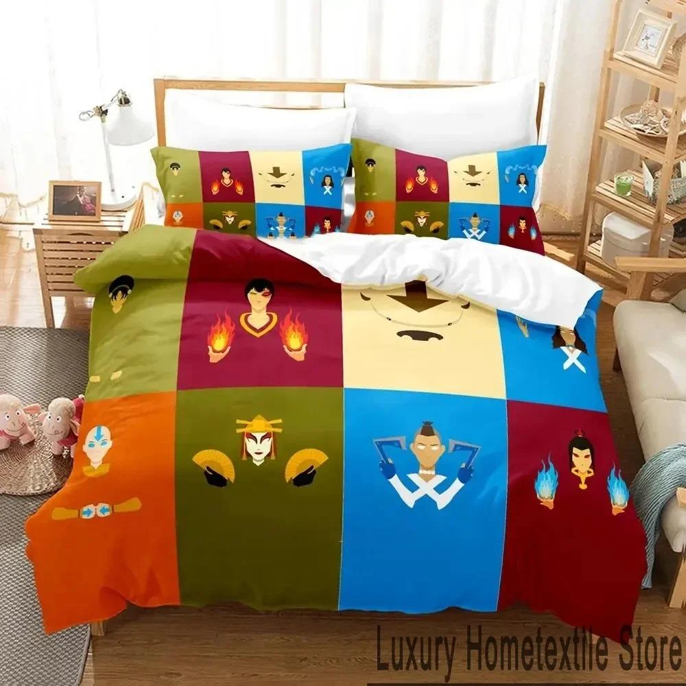 3D-принт с изображением мультфильма «Аватар: Легенда об Аанге» Комплект постельного белья для мальчиков и девочек, двуспальная кровать размера «king-size», пододеяльник, наволочка, кровать для мальчиков и взрослых