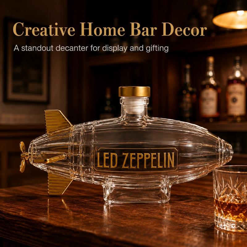 Led Zeppelin Band Whiskey Decanter Creative Zeppelin Airship Glass Liquor Bottle Collectible Bar Decoration