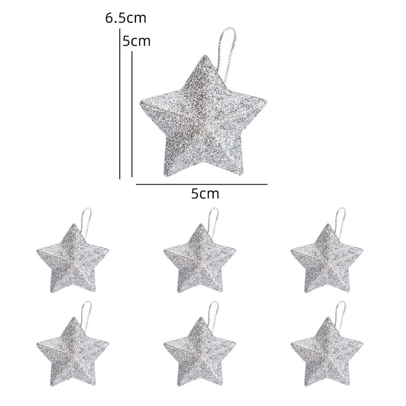 12/24pcs Gold Glitter Star Ornaments Xmas Tree Hanging Pendant 2026 Christmas Decorations for Home New Year Party DIY Gifts