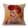 Lovely Cute Celebrity Sketch Art Classic Movie Scenic Poster Art Cotton Linen Sofa Decoration Throw Pillow Case Cushion Cover