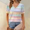 Женские летние топы с коротким рукавом и V-образным вырезом, свободные повседневные футболки
