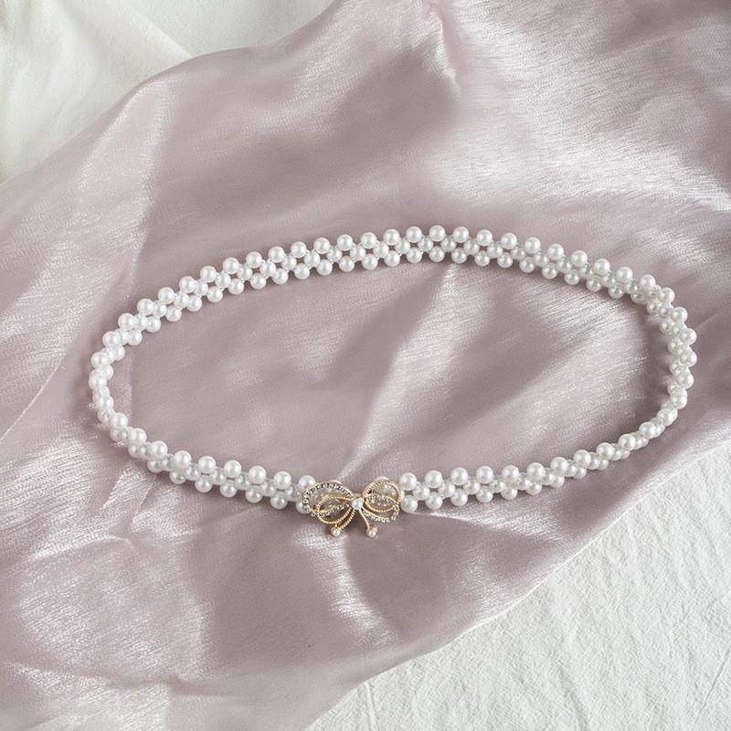Korean Style Pearl Belt For Females With Stretchable Design For Dress Night Out