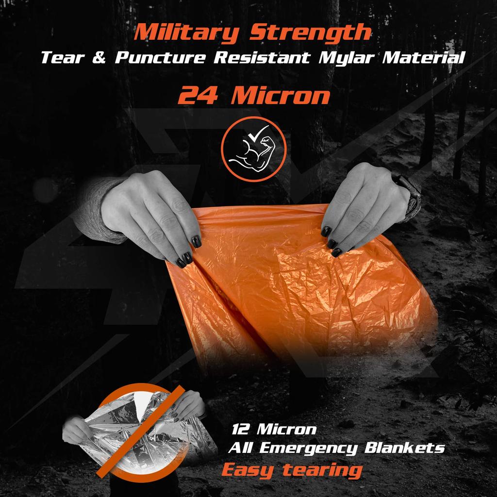 Аварийное дождевое пончо PREPARED4X с подкладкой из майларовой термопленки для выживания, сверхпрочное, водонепроницаемое, для кемпинга, тактическое, набор для выживания, 4 шт., XL, для автомобиля, снаряжения,