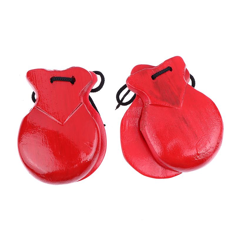 2Pcs Traditional Castanet Wood Spanish Castanets Flamenco Dance Castanets W String Hand Clapper Children Percussion Instrument