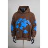 Unisex Oversized Hoodie With Spiderweb Print Fleece-Lined Cotton Blend Streetwear Style