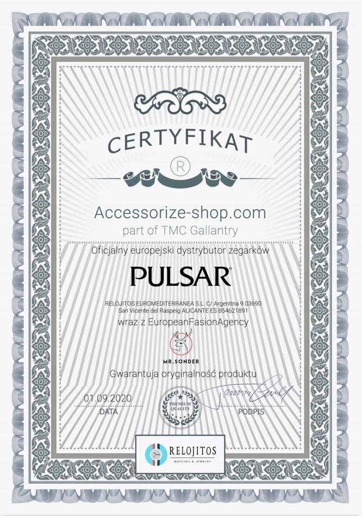 Zegarek PULSAR P8A005X1. Kwarcowy, Kolor beżowy. Mężczyzna.