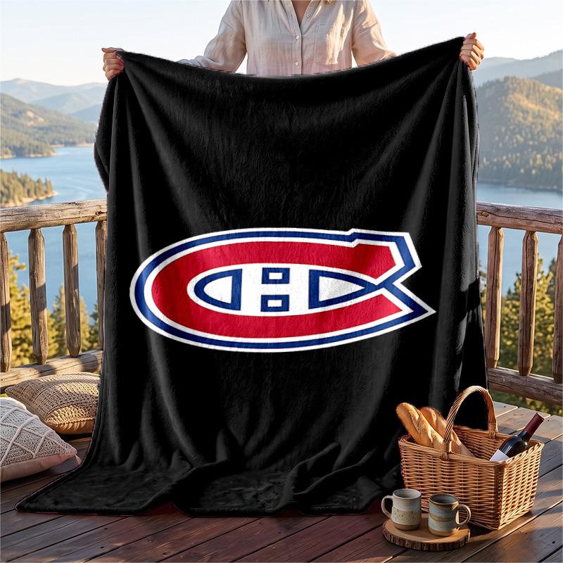 Warm Flannel Blanket Montreal Canadiens Pattern, Lightweight Comfortable Throw Blanket for Bed Sofa Use
